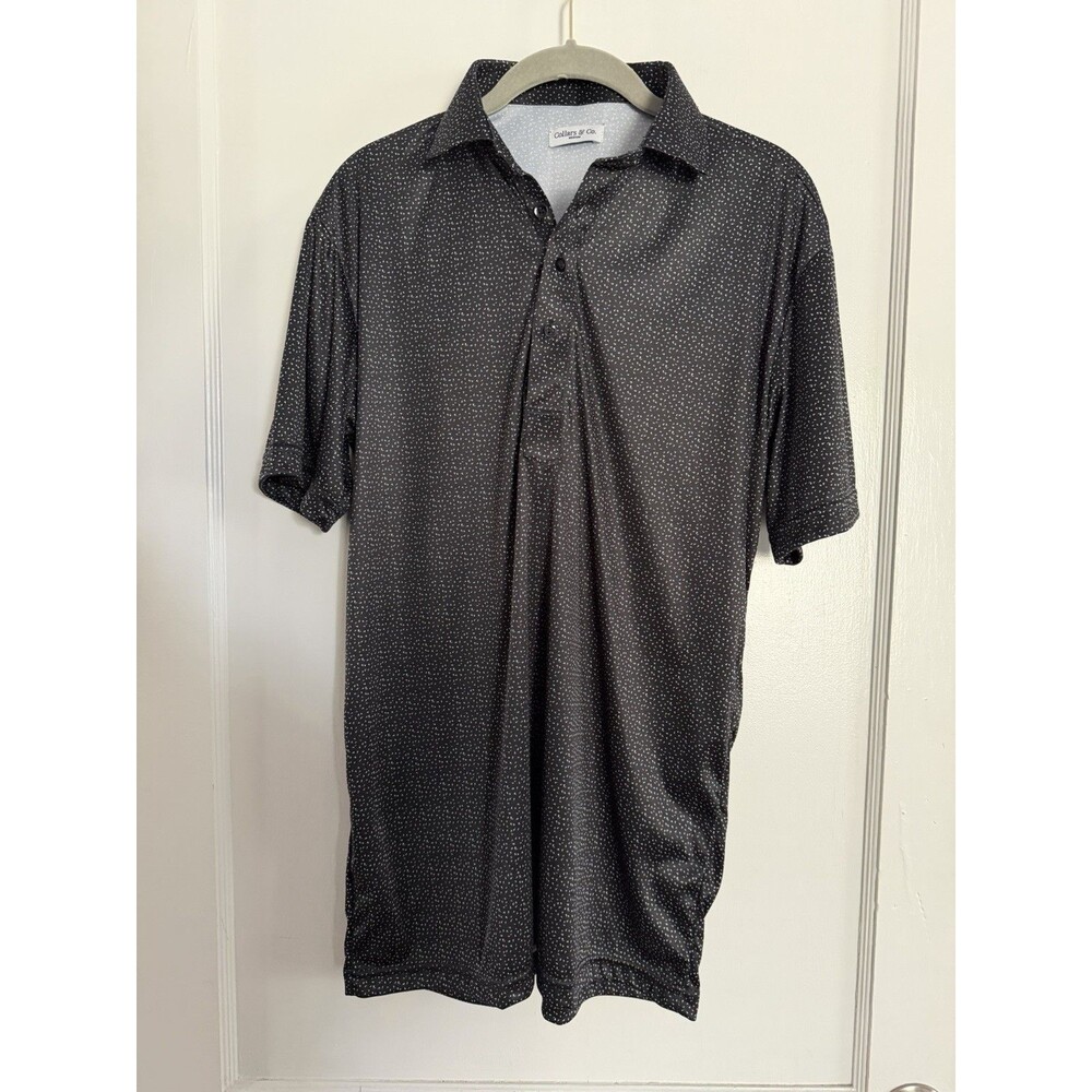 Collars & Co Dress Collar Polo Shirt Mens M Black Performance Stretch Golf